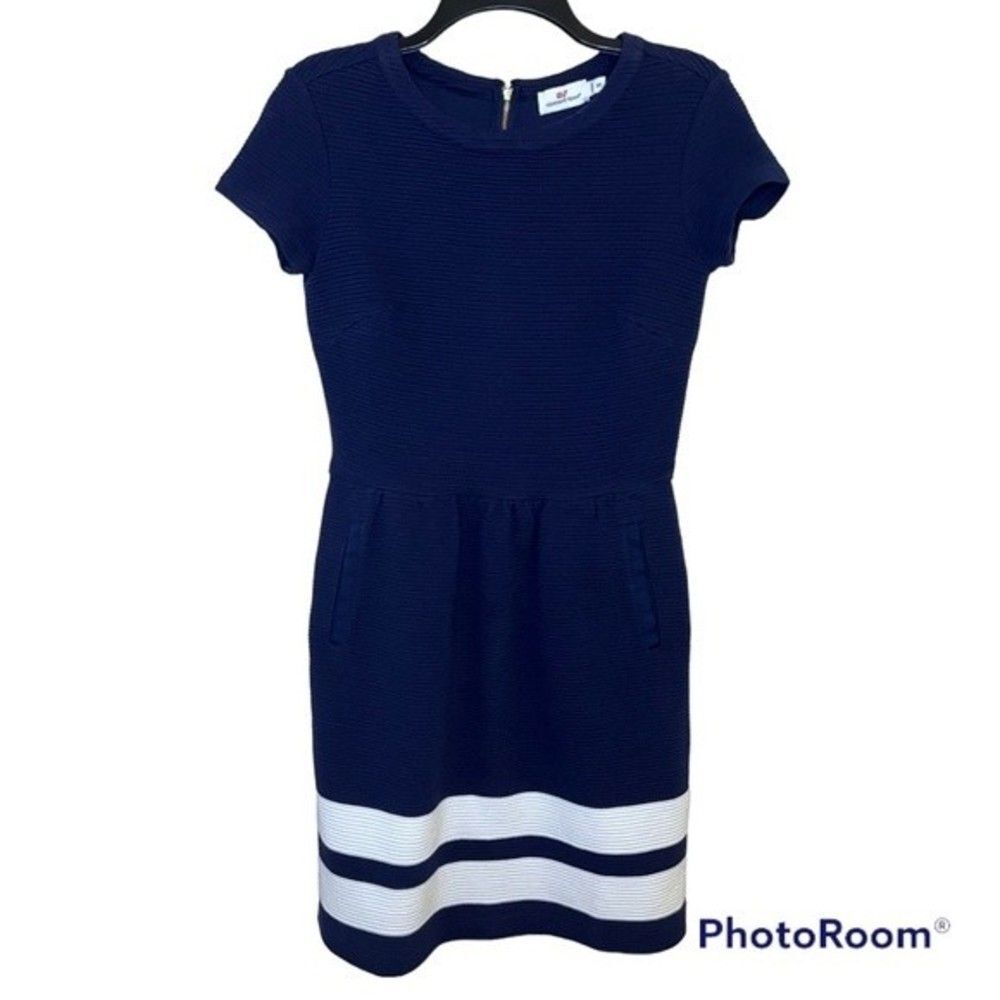 Vineyard Vines Navy Ribbed Shortsleeved Dress Size 00